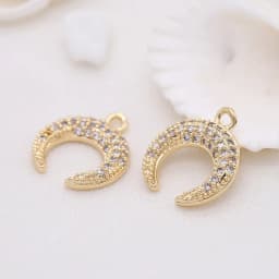 Gold Color Plated Brass and Zircon Moon charm pendant European fashion handmade beaded necklace pendant accessories