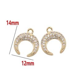 Gold Color Plated Brass and Zircon Moon charm pendant European fashion handmade beaded necklace pendant accessories