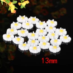 50pcs/lot 9mm-22mm White Flat Back Daisy Resin Flowers Cabochon Beads For Cell Phone Case Decoration Jewelry Making Diy Supplies