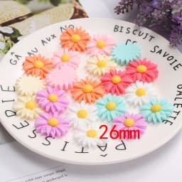 50pcs/lot 9mm-22mm White Flat Back Daisy Resin Flowers Cabochon Beads For Cell Phone Case Decoration Jewelry Making Diy Supplies