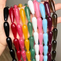 10*30mm Water Drop Angelite Jades Stone Beads Natural Faceted Loose Spacer Beads for Jewelry Making DIY Bracelet Accessories