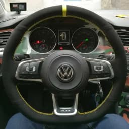CARDAK Black Suede Leather Car Steering Wheel Cover for Volkswagen Golf 7 MK7 GTI R VW Polo Scirocco 2015 2016