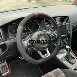 CARDAK Black Suede Leather Car Steering Wheel Cover for Volkswagen Golf 7 MK7 GTI R VW Polo Scirocco 2015 2016