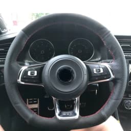 CARDAK Black Suede Leather Car Steering Wheel Cover for Volkswagen Golf 7 MK7 GTI R VW Polo Scirocco 2015 2016