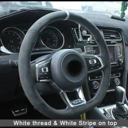 CARDAK Black Suede Leather Car Steering Wheel Cover for Volkswagen Golf 7 MK7 GTI R VW Polo Scirocco 2015 2016