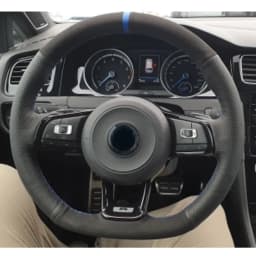 CARDAK Black Suede Leather Car Steering Wheel Cover for Volkswagen Golf 7 MK7 GTI R VW Polo Scirocco 2015 2016