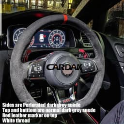 CARDAK Black Suede Leather Car Steering Wheel Cover for Volkswagen Golf 7 MK7 GTI R VW Polo Scirocco 2015 2016