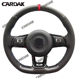 CARDAK Black Suede Leather Car Steering Wheel Cover for Volkswagen Golf 7 MK7 GTI R VW Polo Scirocco 2015 2016
