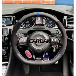 CARDAK Black Suede Leather Car Steering Wheel Cover for Volkswagen Golf 7 MK7 GTI R VW Polo Scirocco 2015 2016