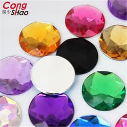 Cong Shao 20pcs 25mm Colorful Acrylic Rhinestone Round Flat Back Beads Crystal Stones DIY Costume Jewelry Accessories ZZ156