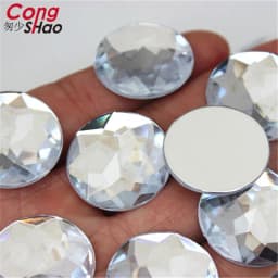 Cong Shao 20pcs 25mm Colorful Acrylic Rhinestone Round Flat Back Beads Crystal Stones DIY Costume Jewelry Accessories ZZ156
