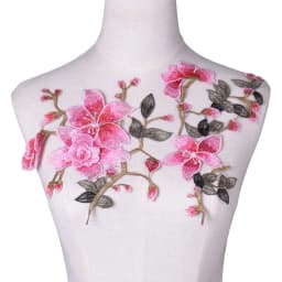 2Pcs/Set Lace Applique Trim Patches Purple Flower For Prom Wedding Dress Accessory Lace Fabric