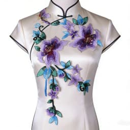 2Pcs/Set Lace Applique Trim Patches Purple Flower For Prom Wedding Dress Accessory Lace Fabric