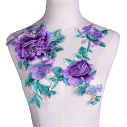 2Pcs/Set Lace Applique Trim Patches Purple Flower For Prom Wedding Dress Accessory Lace Fabric