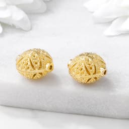 (2890)4PCS 14x15MM 24K Gold Color Plated Brass Oval Spacer Beads Bracelet Beads High Quality Diy Jewelry Accessories