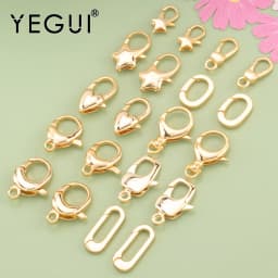 YEGUI M824,jewelry accessories,lobster clasp hooks,18k gold plated,0.3 microns,necklace bracelet,jewelry making,10pcs/lot