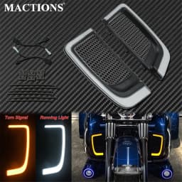 Motorcycle LED Turn Signal Running Fairing Lower Grills Light Black For Harley Touring Tri Road Street Electra Glide FLHTCU
