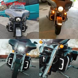 Motorcycle LED Turn Signal Running Fairing Lower Grills Light Black For Harley Touring Tri Road Street Electra Glide FLHTCU