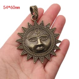 2pcs Antique Silver/Bronze Large Sun Moon Charms Pendant For Handmade Necklace Jewery Findings Making