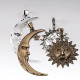 2pcs Antique Silver/Bronze Large Sun Moon Charms Pendant For Handmade Necklace Jewery Findings Making