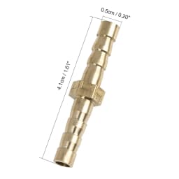 Uxcell 4/5/6/8/10mm Brass Barb Pipe Fitting 5pcs Brass Barb Hose Copper Fitting Straight Union Connector for Air Water Gas Oil