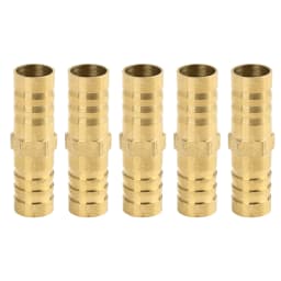 Uxcell 4/5/6/8/10mm Brass Barb Pipe Fitting 5pcs Brass Barb Hose Copper Fitting Straight Union Connector for Air Water Gas Oil