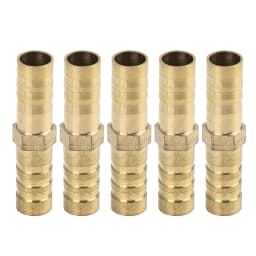 Uxcell 4/5/6/8/10mm Brass Barb Pipe Fitting 5pcs Brass Barb Hose Copper Fitting Straight Union Connector for Air Water Gas Oil