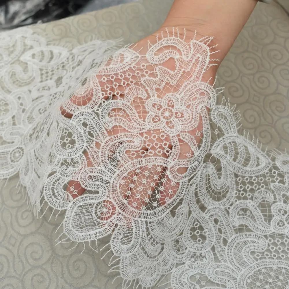 Hollow Embroidery Lace Trim, Wedding Dress Lace Fabric Decoration Accessories Eyelash Dress Lace