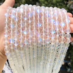 Matte Austria White Pink Crystal MoonStone Glitter Round Natural Loose Bead For Jewelry Making Diy Bracelet Necklace 6 8 10 mm