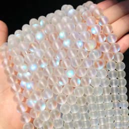 Matte Austria White Pink Crystal MoonStone Glitter Round Natural Loose Bead For Jewelry Making Diy Bracelet Necklace 6 8 10 mm