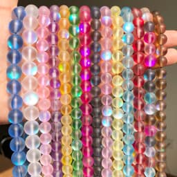 Matte Austria White Pink Crystal MoonStone Glitter Round Natural Loose Bead For Jewelry Making Diy Bracelet Necklace 6 8 10 mm