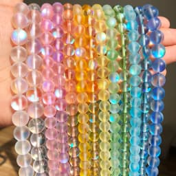 Matte Austria White Pink Crystal MoonStone Glitter Round Natural Loose Bead For Jewelry Making Diy Bracelet Necklace 6 8 10 mm