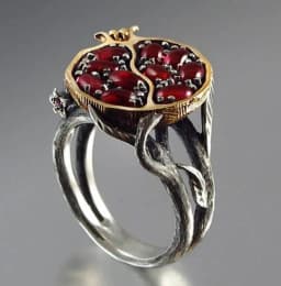 Milangirl Vintage Fruit Fresh Red Garnet Rings For Women s Resin Stone Pomegranate Jewelry Ancient Anniversary Ring