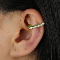 No piercing Clip on earring for women geometric rectangle shaped engraved cz Neon enamel colorful women no piercing ear cuff