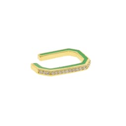 No piercing Clip on earring for women geometric rectangle shaped engraved cz Neon enamel colorful women no piercing ear cuff
