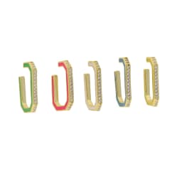 No piercing Clip on earring for women geometric rectangle shaped engraved cz Neon enamel colorful women no piercing ear cuff