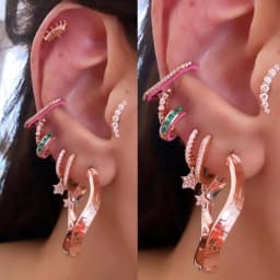 No piercing Clip on earring for women geometric rectangle shaped engraved cz Neon enamel colorful women no piercing ear cuff