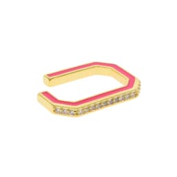 No piercing Clip on earring for women geometric rectangle shaped engraved cz Neon enamel colorful women no piercing ear cuff