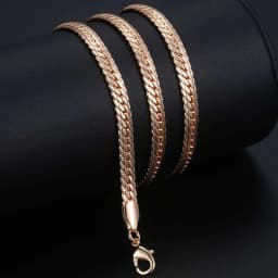 585 Rose Gold Color Necklaces for Women Men Bismark Hammered Link Chain Fashion Jewelry Accessories 5mm GN452A