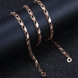 585 Rose Gold Color Necklaces for Women Men Bismark Hammered Link Chain Fashion Jewelry Accessories 5mm GN452A