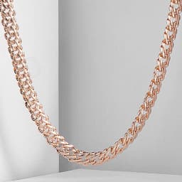 585 Rose Gold Color Necklaces for Women Men Bismark Hammered Link Chain Fashion Jewelry Accessories 5mm GN452A
