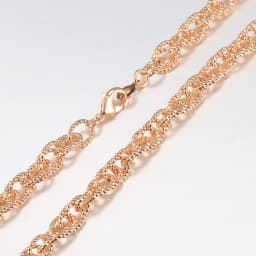 585 Rose Gold Color Necklaces for Women Men Bismark Hammered Link Chain Fashion Jewelry Accessories 5mm GN452A