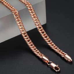 585 Rose Gold Color Necklaces for Women Men Bismark Hammered Link Chain Fashion Jewelry Accessories 5mm GN452A