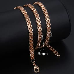 585 Rose Gold Color Necklaces for Women Men Bismark Hammered Link Chain Fashion Jewelry Accessories 5mm GN452A