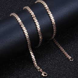 585 Rose Gold Color Necklaces for Women Men Bismark Hammered Link Chain Fashion Jewelry Accessories 5mm GN452A
