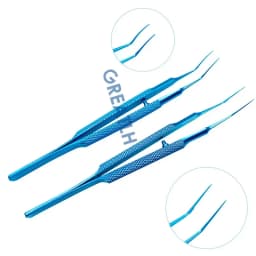 Titanium Utrata Capsulorhexis Forceps Curved Angle 105mm long ophthalmic instrument surgical