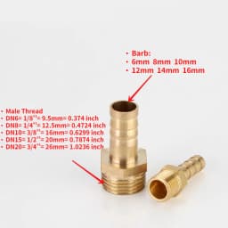 Brass Pipe Fitting6mm 8mm 10mm 12mm 14mm 16mm 19mm Hose Barb Tail 1/8" 1/4" 1/2" 3/8" Straight Barb to BSP Male Thread Adapter