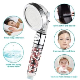 Bathroom 3 Modes High Pressure Shower Head with On/Off Switch Stop Button Water Saving Ionic Mineral Anion Handheld Showerheads
