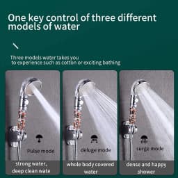 Bathroom 3 Modes High Pressure Shower Head with On/Off Switch Stop Button Water Saving Ionic Mineral Anion Handheld Showerheads