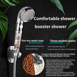 Bathroom 3 Modes High Pressure Shower Head with On/Off Switch Stop Button Water Saving Ionic Mineral Anion Handheld Showerheads